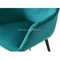 Green faux leather armrest dining chairs